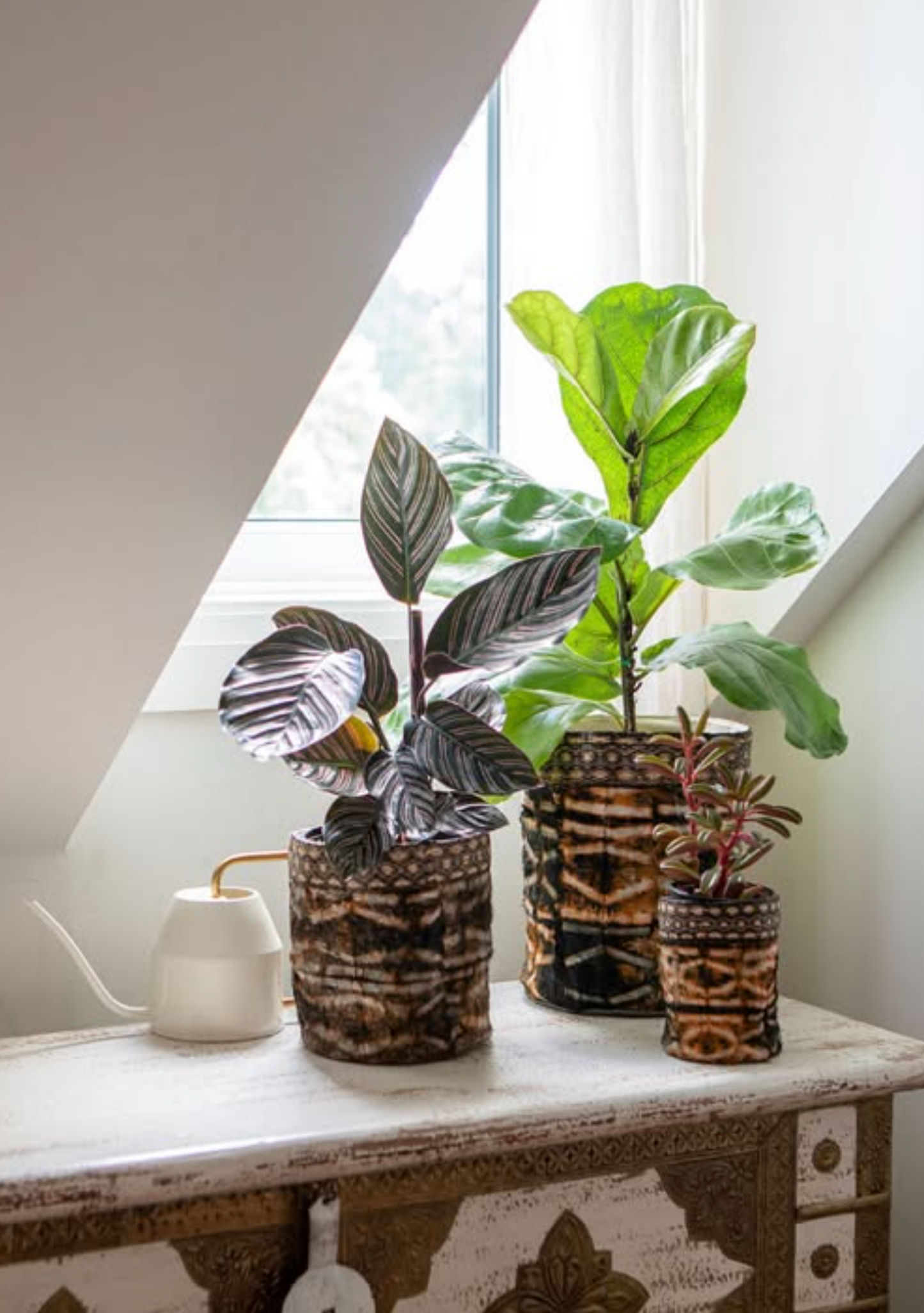 Wild Silk Shibori Basket | Stick Pattern - Onyx & Natural