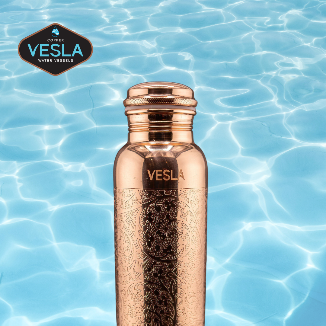 Clover Etch Copper Water Bottle