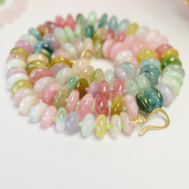Watermelon Tourmaline Candy Necklace | 14K Gold Clasp
